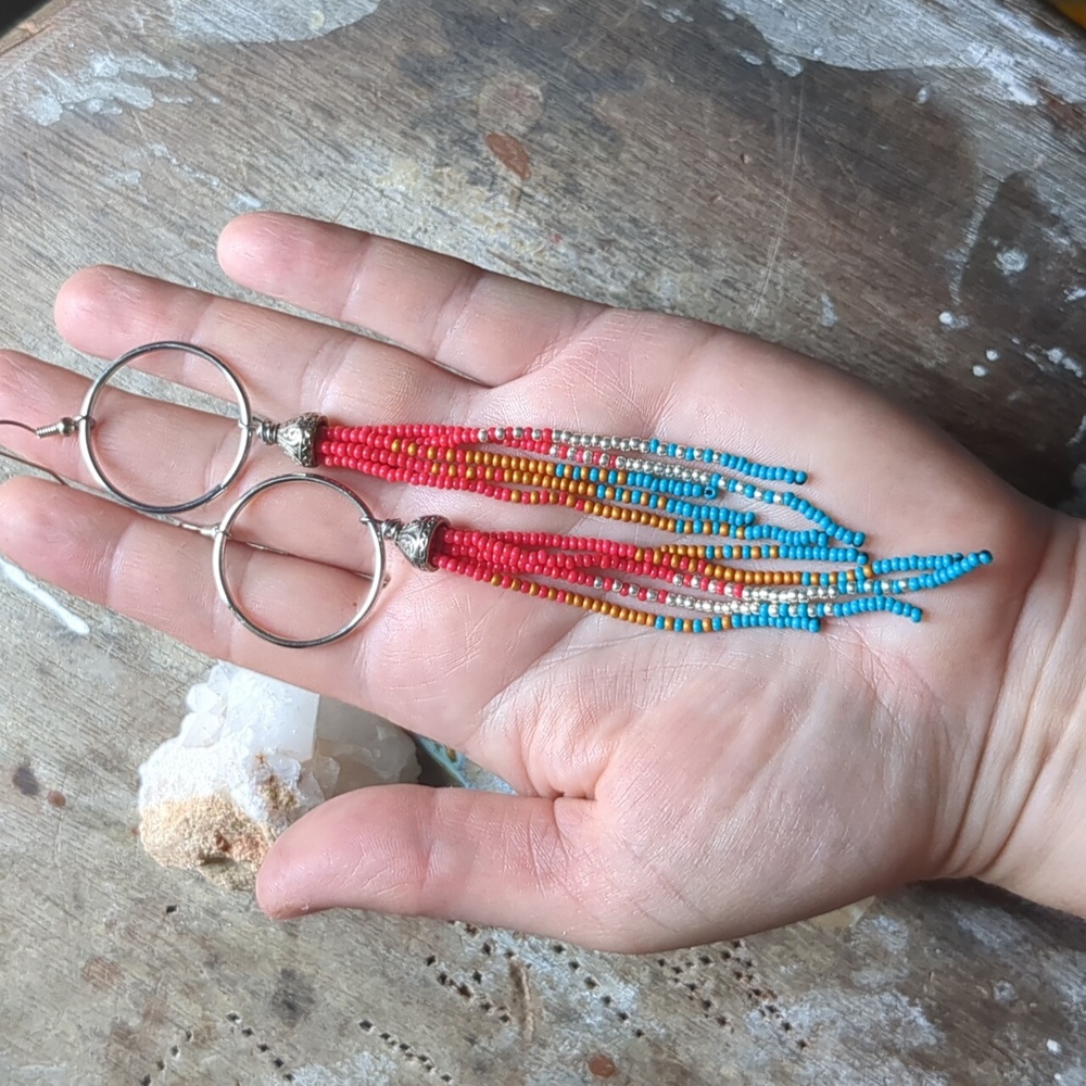 Colorful Beaded Dangle Earrings